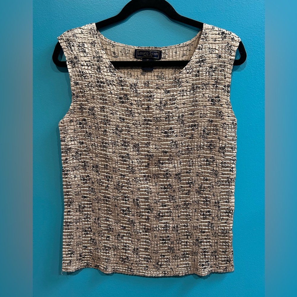 Vintage Laura Scott Textured Top in Gold and Black 90s Cottagecore